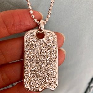 Rhinestones dog tag necklace